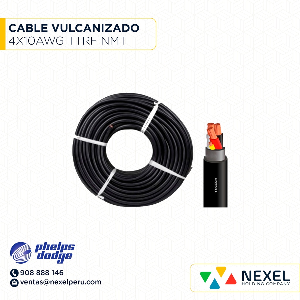 CABLE VULCANIZADO TTRF NMT 4X10AWG NEGRO PHELPS DODGE