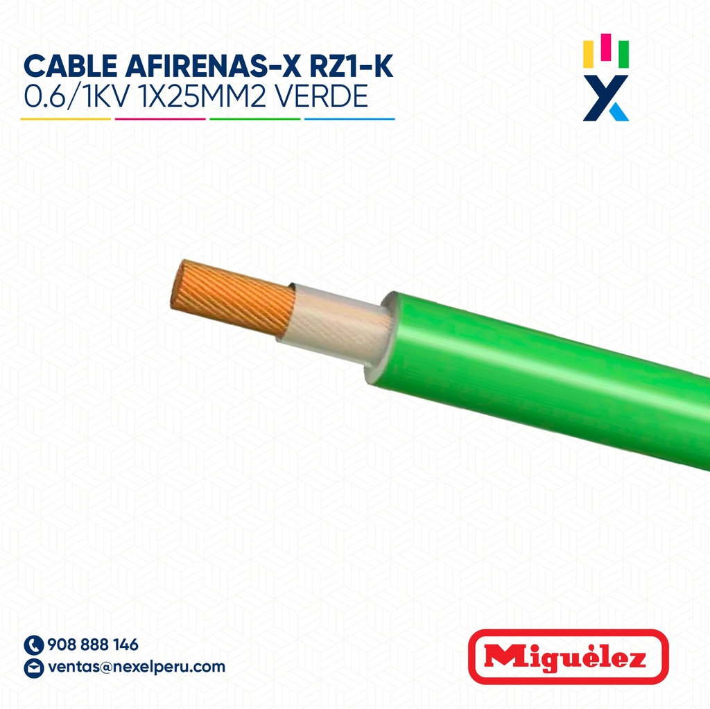 CABLE AFIRENAS-X RZ1-K 0.6/1KV 1X25MM2 VERDE MIGUELEZ