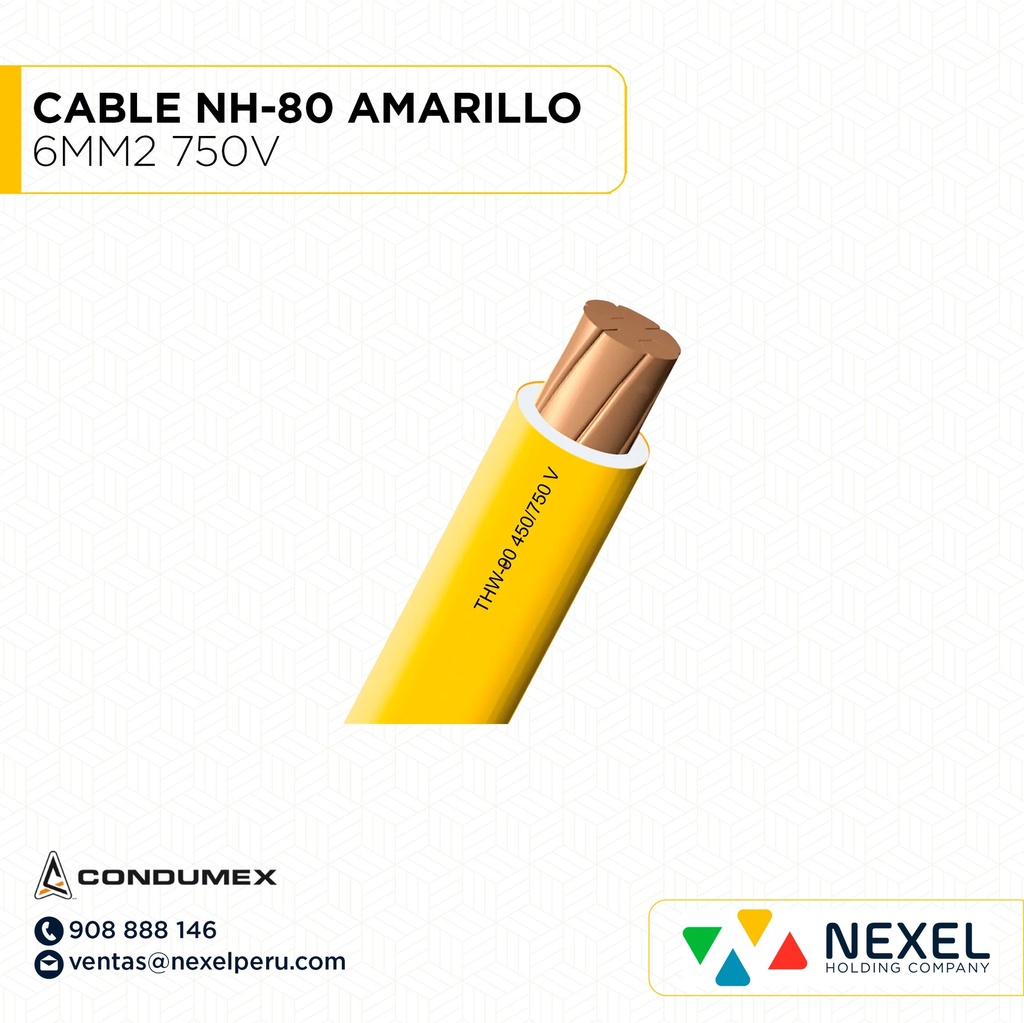 CABLE NH-80 750V 6MM2 AMARILLO CONDUMEX