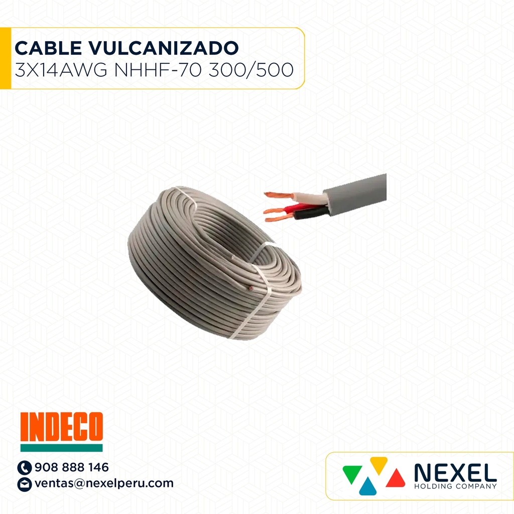 CABLE VULCANIZADO NHHF-70 3X14AWG 300/500V GRIS INDECO