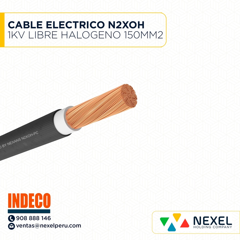 CABLE ELECTRICO N2XOH 1KV LIBRE HALOGENO 150MM2 NEGRO INDECO