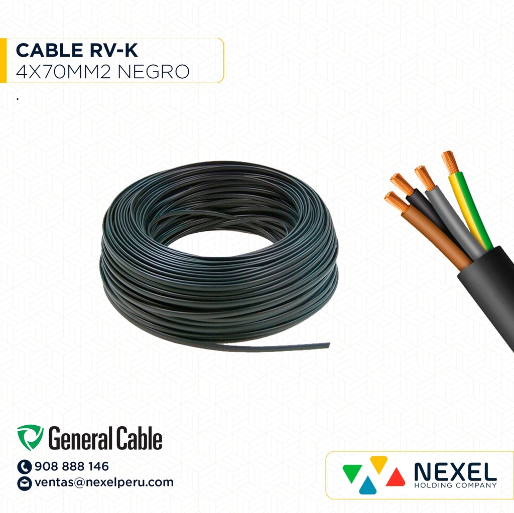 CABLE RVK 4X70MM2 0.6/1KV NEGRO GENERAL CABLE