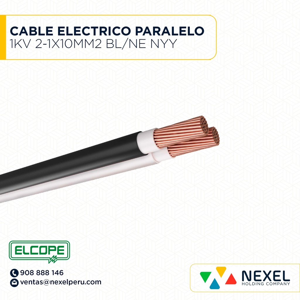 CABLE ELECTRICO PARALELO 1KV 2-1X10MM2 BL/NE NYY ELCOPE