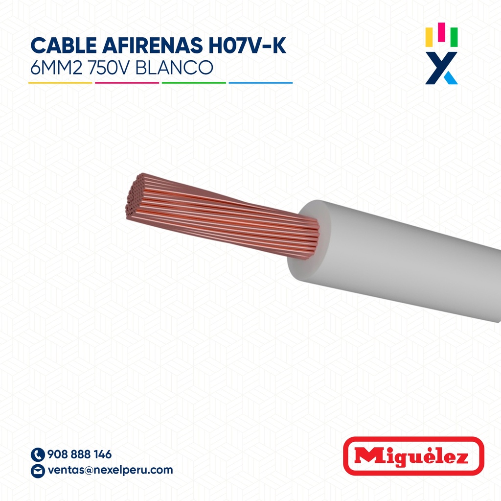 CABLE AFIRENAS HO7V-K 6MM2 750V BLANCO MIGUELEZ