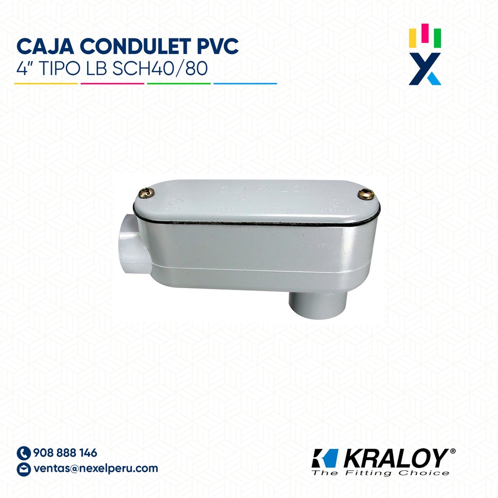 CAJA CONDULET PVC OVALADA TIPO LB SCH40/80 4" (100MM) UL651 KRALOY