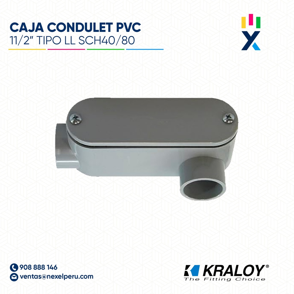 CAJA CONDULET PVC OVALADA TIPO LL SCH40/80 11/2" (38MM) UL651 KRALOY