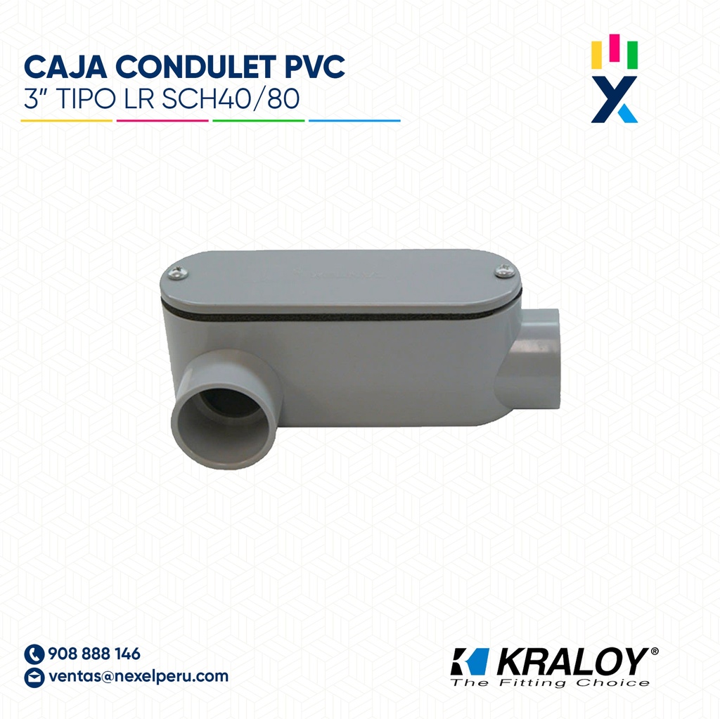 CAJA CONDULET PVC OVALADA TIPO LR SCH40/80 3" (75MM) UL651 KRALOY