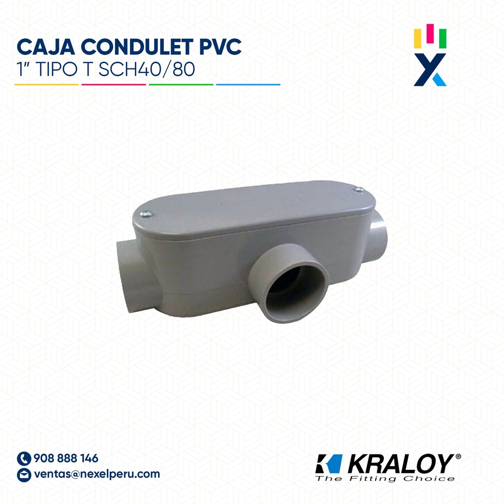 CAJA CONDULET PVC OVALADA TIPO T SCH40/80 1" (25MM) UL651 KRALOY