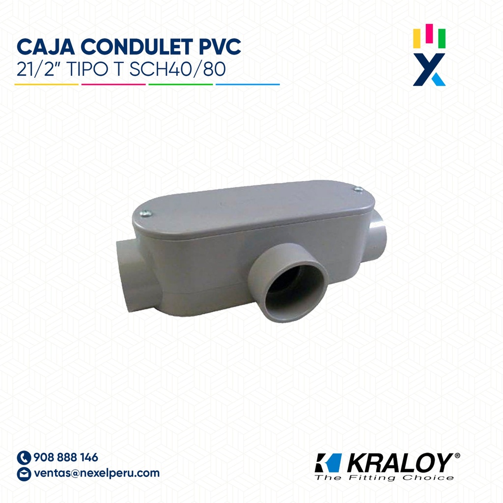 CAJA CONDULET PVC OVALADA TIPO T SCH40/80 21/2" (62MM) UL651 KRALOY