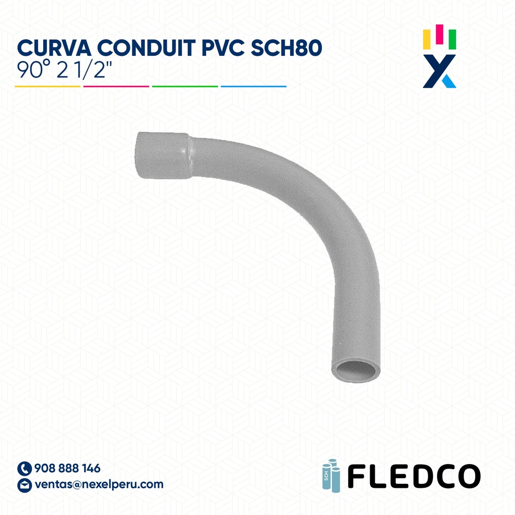 CURVA CONDUIT PVC 90° SCH80 21/2" XTR. BELL FLEDCO
