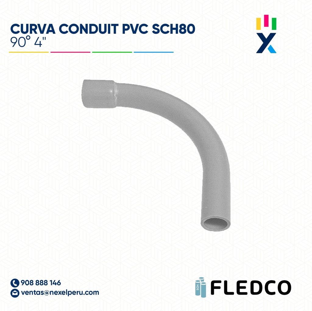 CURVA CONDUIT PVC 90° SCH80 4" XTR. BELL FLEDCO