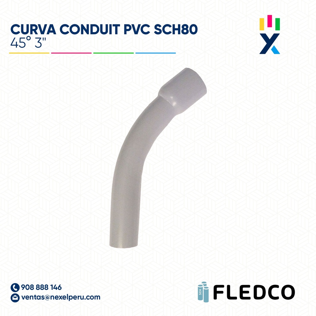 CURVA CONDUIT PVC 45° SCH80 3" XTR. BELL FLEDCO