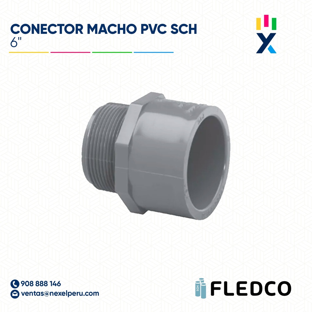 CONECTOR MACHO PVC SCH40/80 6" FLEDCO