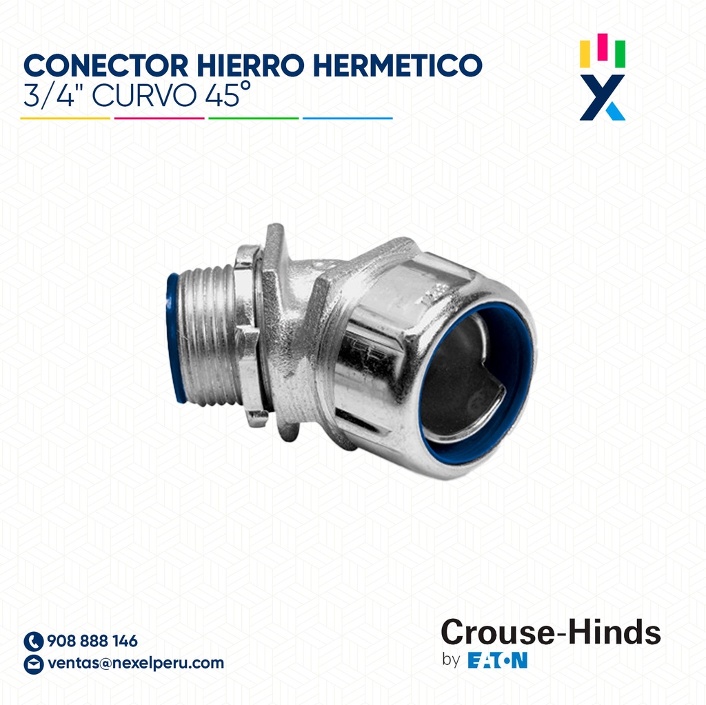 CONECTOR HIERRO HERMETICO 3/4" CURVO 45° CROUSE HINDS