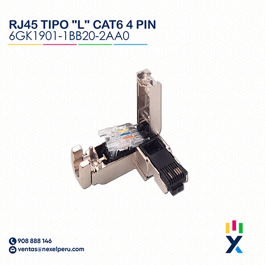 CONECTOR PLUG RJ45 TIPO "L" BLIND CAT6 4 PIN PROFINET 6GK1901-1BB20-2AA0