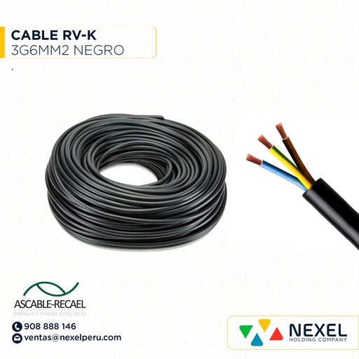 [A243547] CABLE RV-K 0,6/1KV 3G6MM2 NEGRO ASCABLE