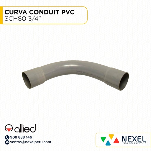 [B743718] CURVA CONDUIT PVC SCH80 3/4" ALLIED (B743538)