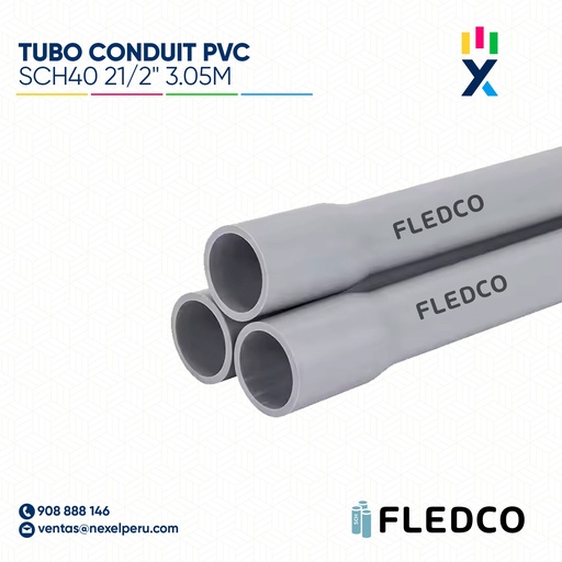 [B743510] TUBO CONDUIT PVC SCH40 21/2" 3.05M CC FLEDCO