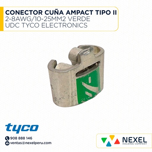 [E32641-O] OUT- CONECTOR CUÑA AMPACT TIPO II 2-8AWG/10-25MM2 VERDE COD: 881783-1 UDC TYCO ELECTRONICS 