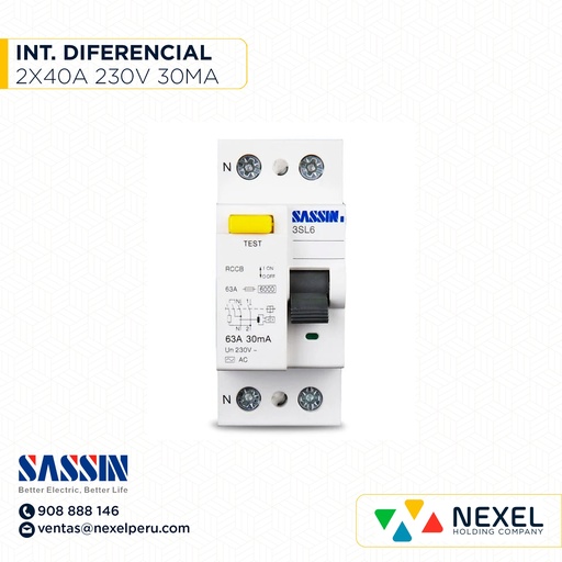 [G11116-O] OUT- INTERR. DIFERENCIAL 2X63A 230V 30MA SASSIN