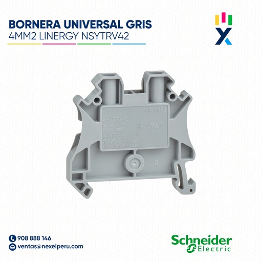 [F146266] BORNERA CONEXION UNIVERSAL GRIS 4MM2 LINERGY NSYTRV42 SCHNEIDER ELECTRIC
