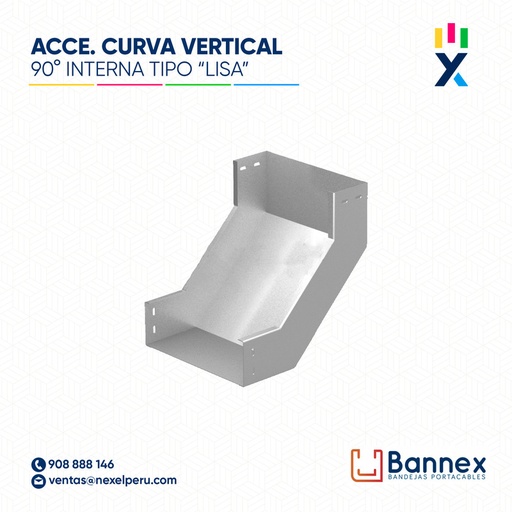 [C145958] CURVA VERTICAL INTERNA 90° GALV. TIPO "LISA" 250x150MM 2MM C/TAPA INC. UNION BANNEX