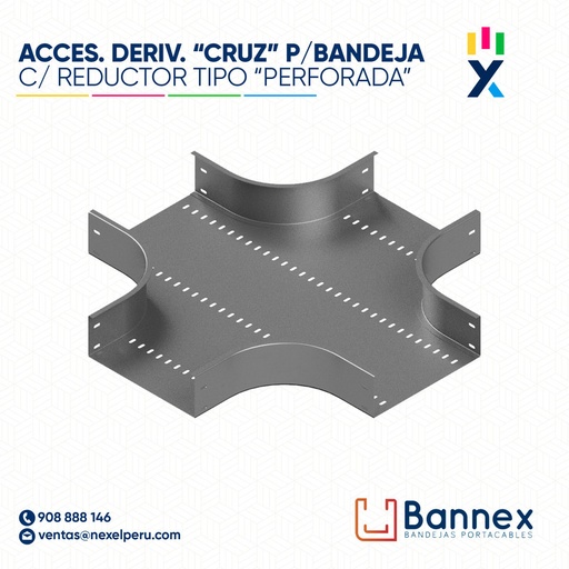 [C148114] ACCES. DERIV. "CRUZ" C/ REDUCTOR TIPO "PERFORADA" 200x60MM 1.5MM C/TAPA INC. UNION BANNEX