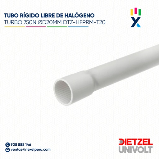[B101638] TUBO RÍGIDO LIBRE DE HALÓGENO TURBO 750N ØD20MM DTZ-HFPRM-T20 DIETZEL UNIVOLT