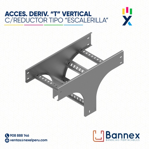 [C150308] ACCES. DERIV. "T" VERTICAL C/ REDUCTOR  TIPO "ESCALERILLA" 100x60MM 1.2MM C/TAPA INC. UNION BANNEX