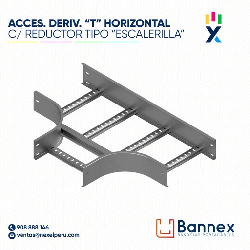 [C150370] ACCES. DERIV. "T" HORIZONTAL C/ REDUCTOR  TIPO "ESCALERILLA" 300x100MM 1.2MM S/TAPA INC. UNION BANNEX