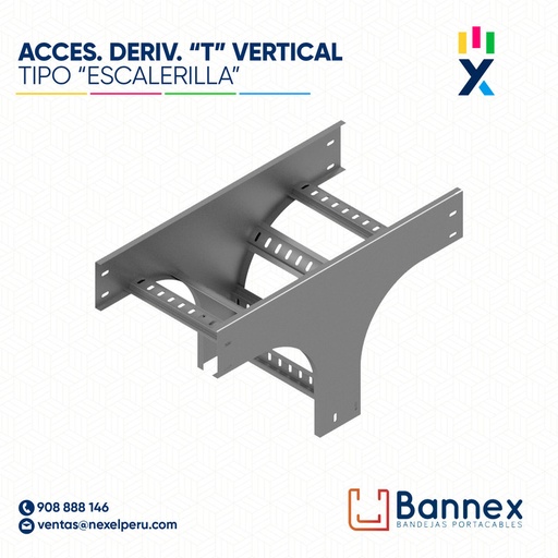 [C150671] ACCES. DERIV. "T" VERTICAL  TIPO "ESCALERILLA" 100x100MM 1.2MM C/TAPA INC. UNION BANNEX