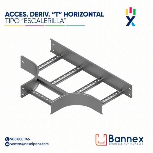 [C150900] ACCES. DERIV. "T" HORIZONTAL  TIPO "ESCALERILLA" 200x60MM 1.2MM C/TAPA INC. UNION BANNEX
