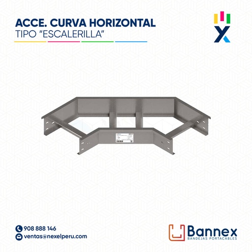 [C152393] CURVA HORIZONTAL 90° GALV. TIPO "ESCALERILLA" 450x150MM 2MM C/TAPA INC. UNION BANNEX