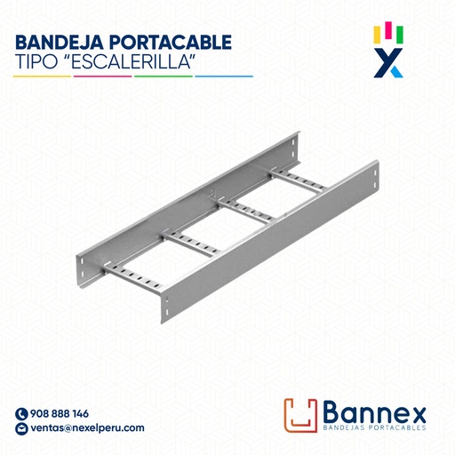 [C152610] BANDEJA MET. GALV. PORTACABLE TIPO "ESCALERILLA" 500x150x2400MM 1.2MM C/TAPA INC. UNION BANNEX
