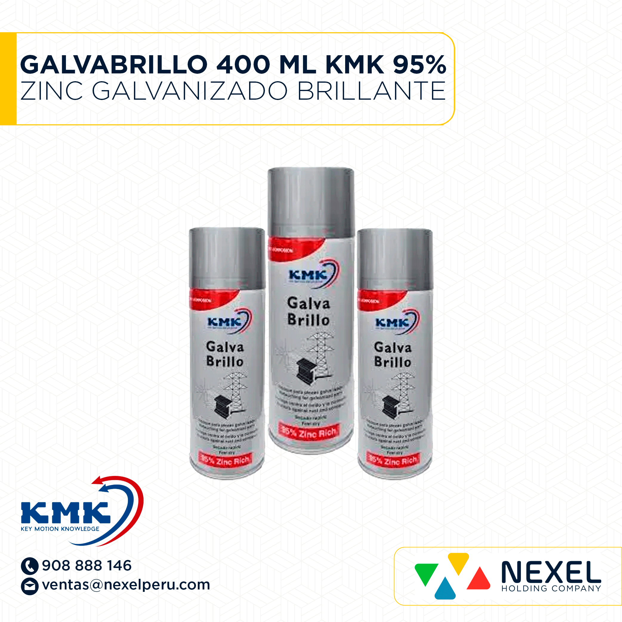 [M24347] GALVABRILLO 400 ML KMK 95% ZINC GALVANIZADO BRILLANTE IND KMK