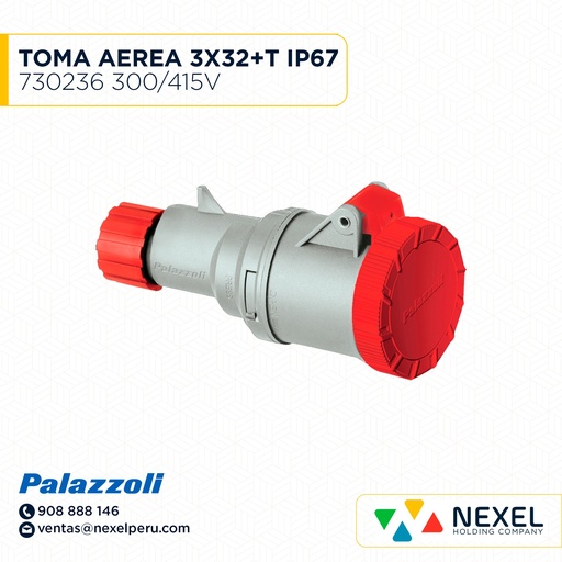 [F114691-O] OUT-TOMA AEREA 3X32+T IP67 730236 300/415V PALAZZOLI