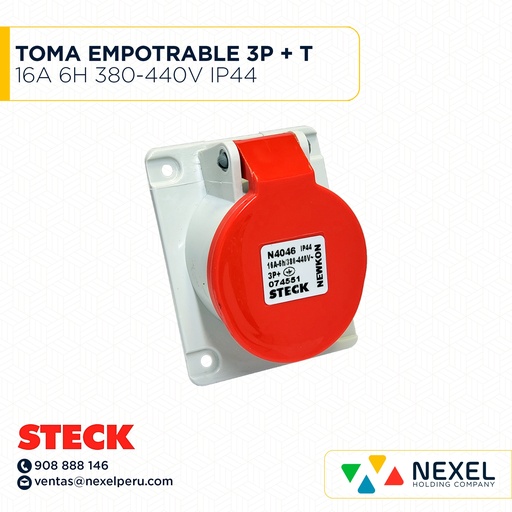 [F114492] TOMA EMPOTRABLE 3P + T 16A 6H 380-440V IP44 COD: N4046 STECK (MUESTRA)