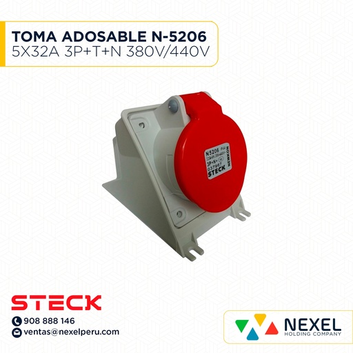 [F114487-O] OUT- TOMA ADOSABLE N-5206 5X32A 3P+T+N 380V/440V IP44 NEWKON STECK