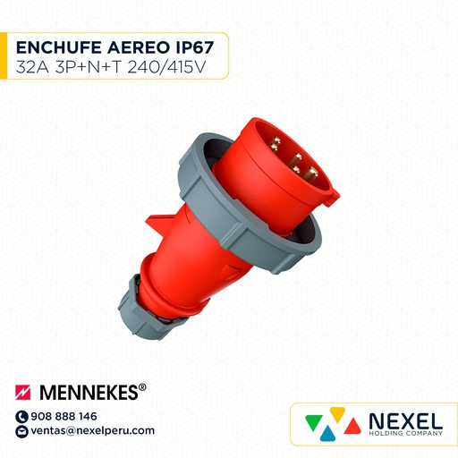 [F113695-O] OUT-ENCHUFE AEREO 32A 3P+N+T 240/415V IP67 TYP:300 MENNEKES