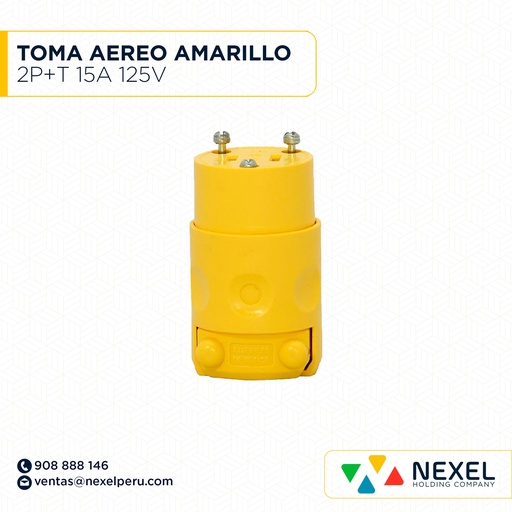 [F102638-O] OUT- TOMA AEREO 2P+T 15A 125V AMARILLO IMPORTADO