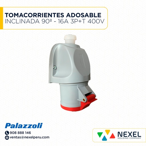 [F112175-O] OUT-TOMACORRIENTES ADOSABLE INCLINADA 90º - 16A 3P+T 400V 6H IP44 508136 PALAZZOLI