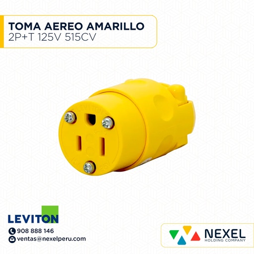 [F102138] TOMA AEREO 2P+T 125V 515CV AMARILLO LEVITON