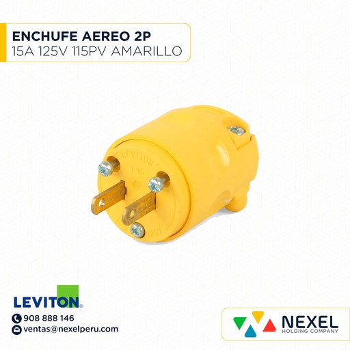 [F102136] ENCHUFE AEREO 2P 15A 125V 115PV AMARILLO LEVITON