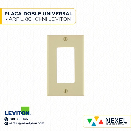 [F102130] PLACA DOBLE P/TOMA UNIVERSAL MARFIL 80401-NI LEVITON