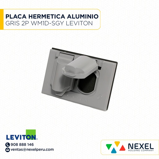 [F101696] PLACA HERMETICA ALUMINIO 2 MODULOS GRIS A PRUEBA DE INTERPERIE WM1D-SGY LEVITON