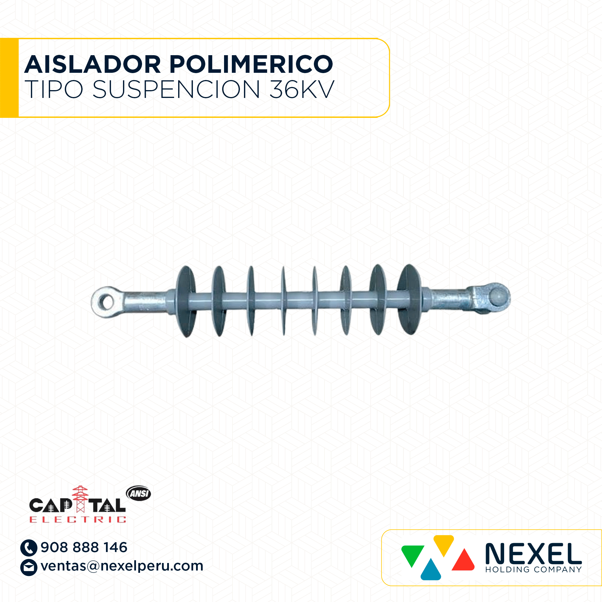 [J12349] AISLADOR POLIMERICO TIPO SUSPENSION 27KV CAPITAL ELECTRIT