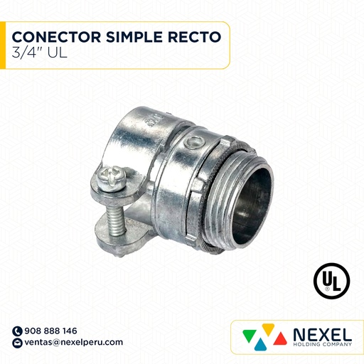 [B66054] CONECTOR SIMPLE RECTO 3/4" UL STANDARD