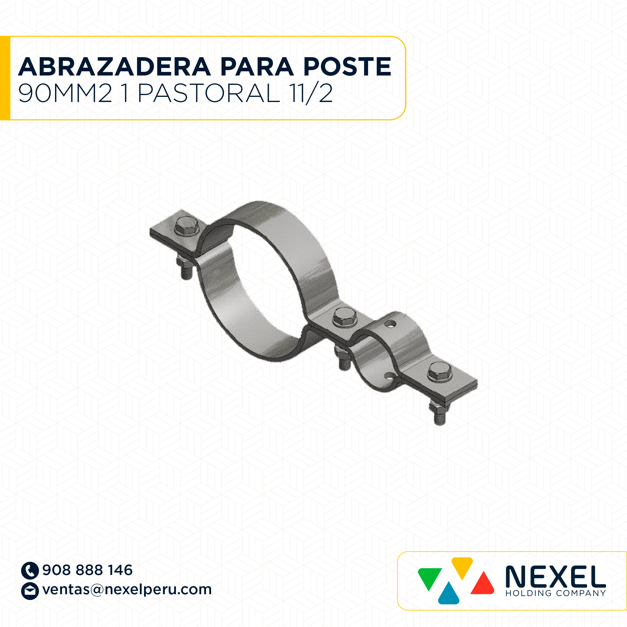 [J53356] ABRAZADERA PARA POSTE 90MM2 1 PASTORAL 11/2 NACIONAL