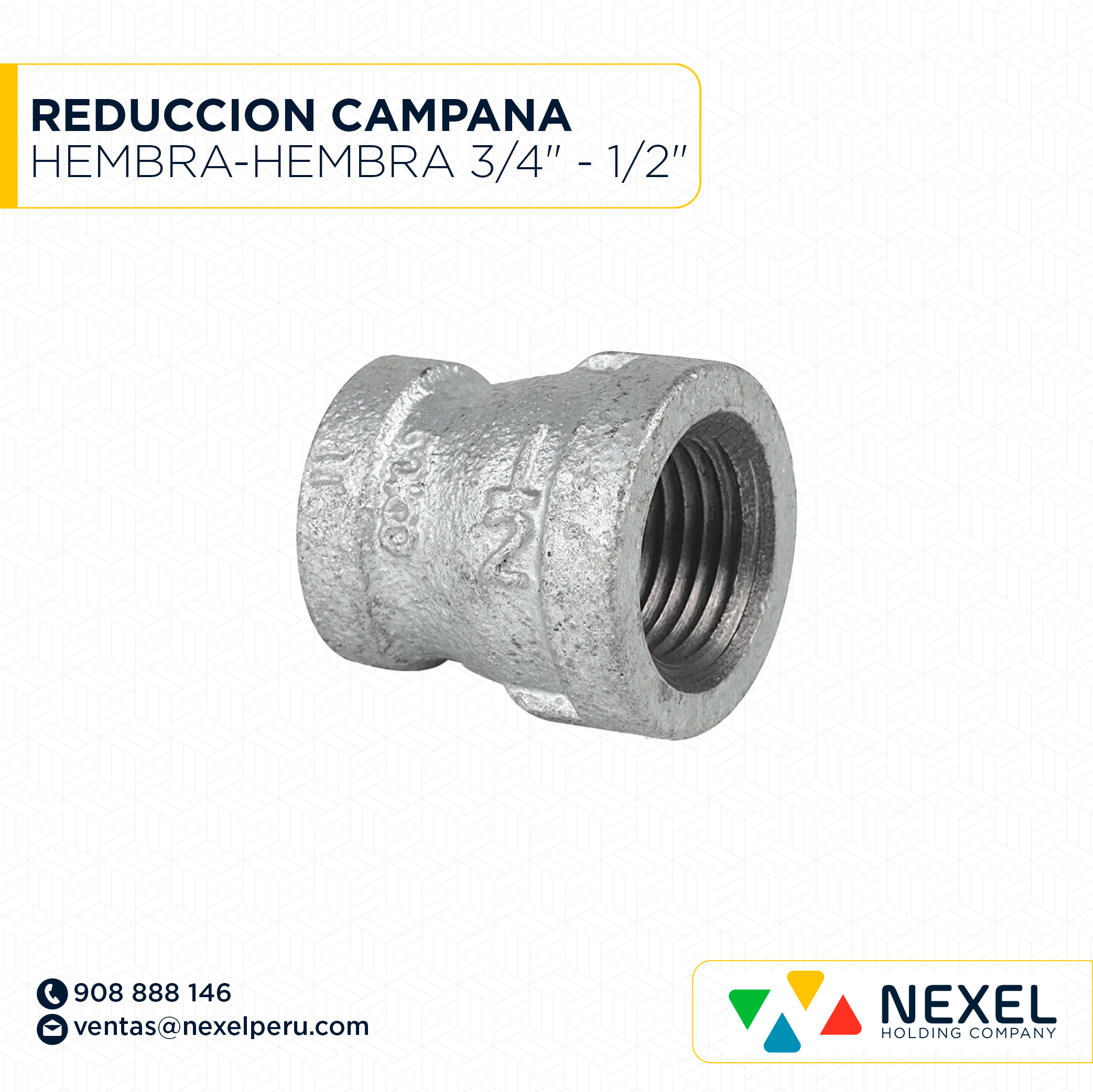 [B92006] REDUCCION CAMPANA HEMBRA-HEMBRA 3/4" - 1/2" STANDARD