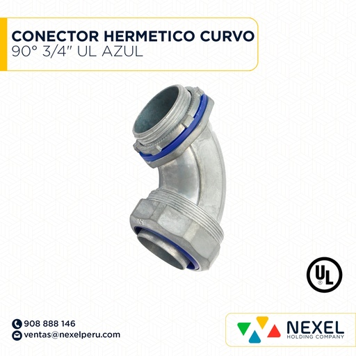[B61561] CONECTOR HERMETICO CURVO 90° 3/4" UL AZUL STANDARD